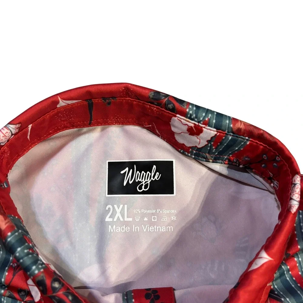 Waggle Mens 2XL Red Cactus‎ Floral Performance Golf Polo Shirt Stretch - Picture 4 of 8